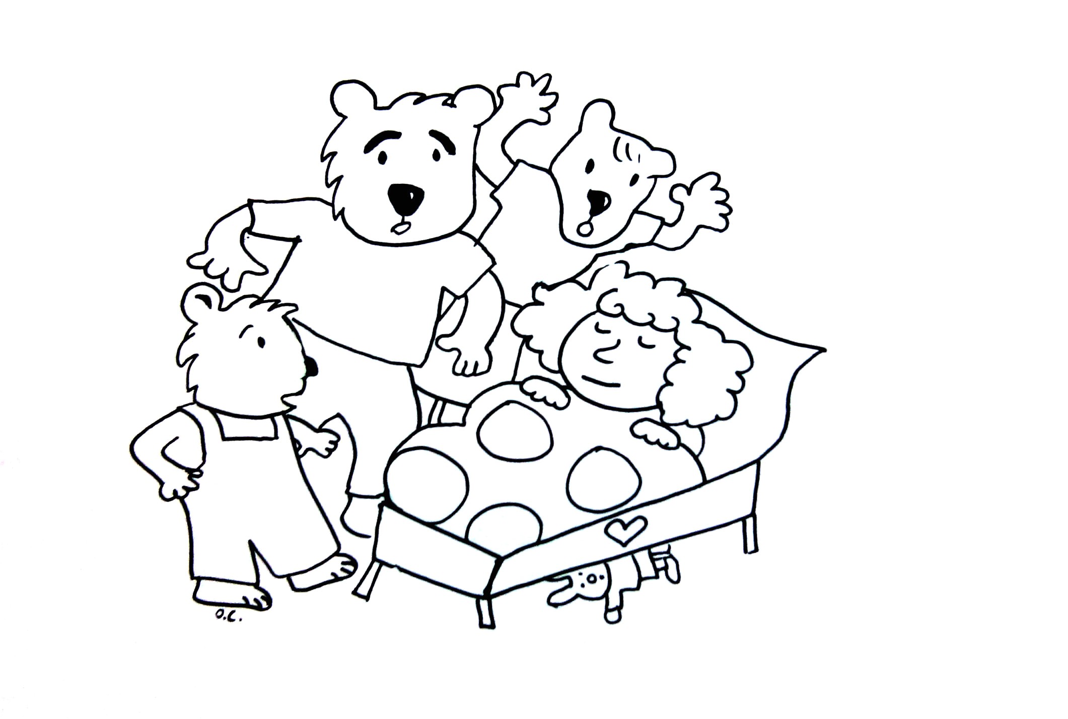 coloriage boucle d or et les 3 ours