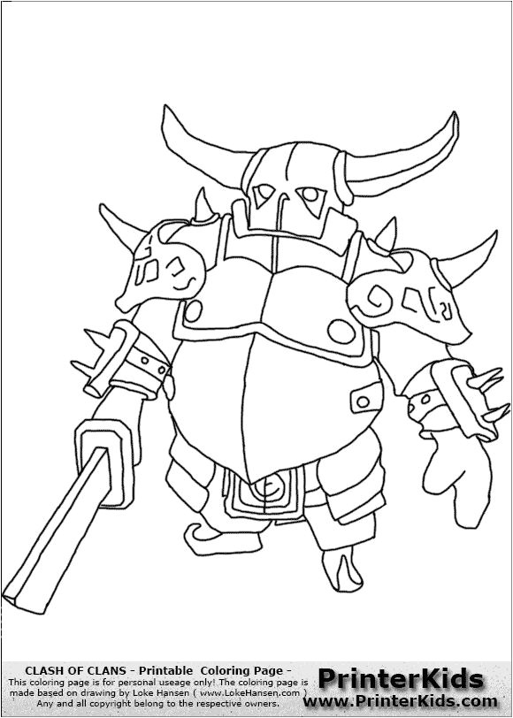 PEKKA clash of clans coloring pages printable and coloring book to print for free Find more coloring pages online for kids and adults of PEKKA clash of