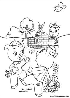 coloriage de Les 3 petits cochons