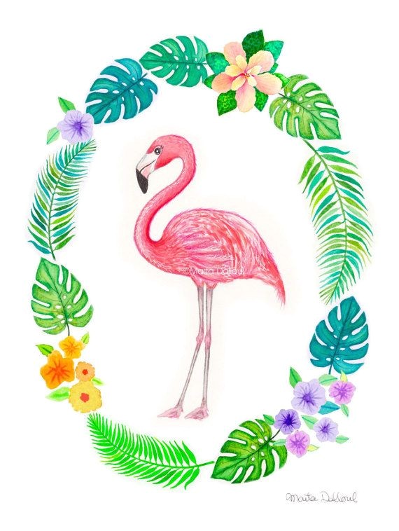 Flamingo art print tropical art decor nursery art pink flamingo watercolor painting bird tropical wall art florida decor florida art