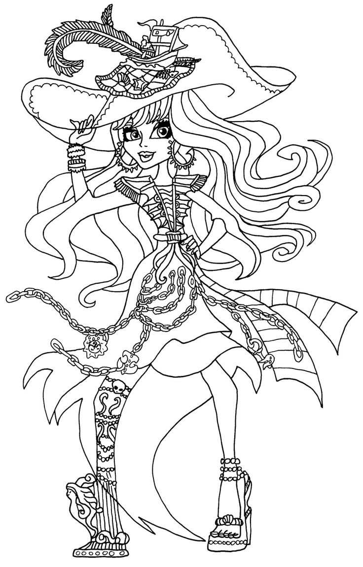 a coloring page of Vandala doubloons a new character from monster high Haunted Vandala Doubloons