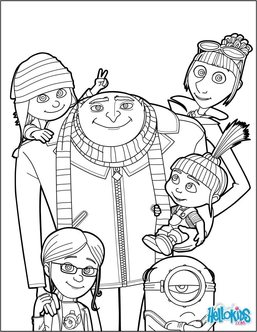 Despicable Me Gru and all the family coloring page More Despicable Me coloring sheets on hellokids