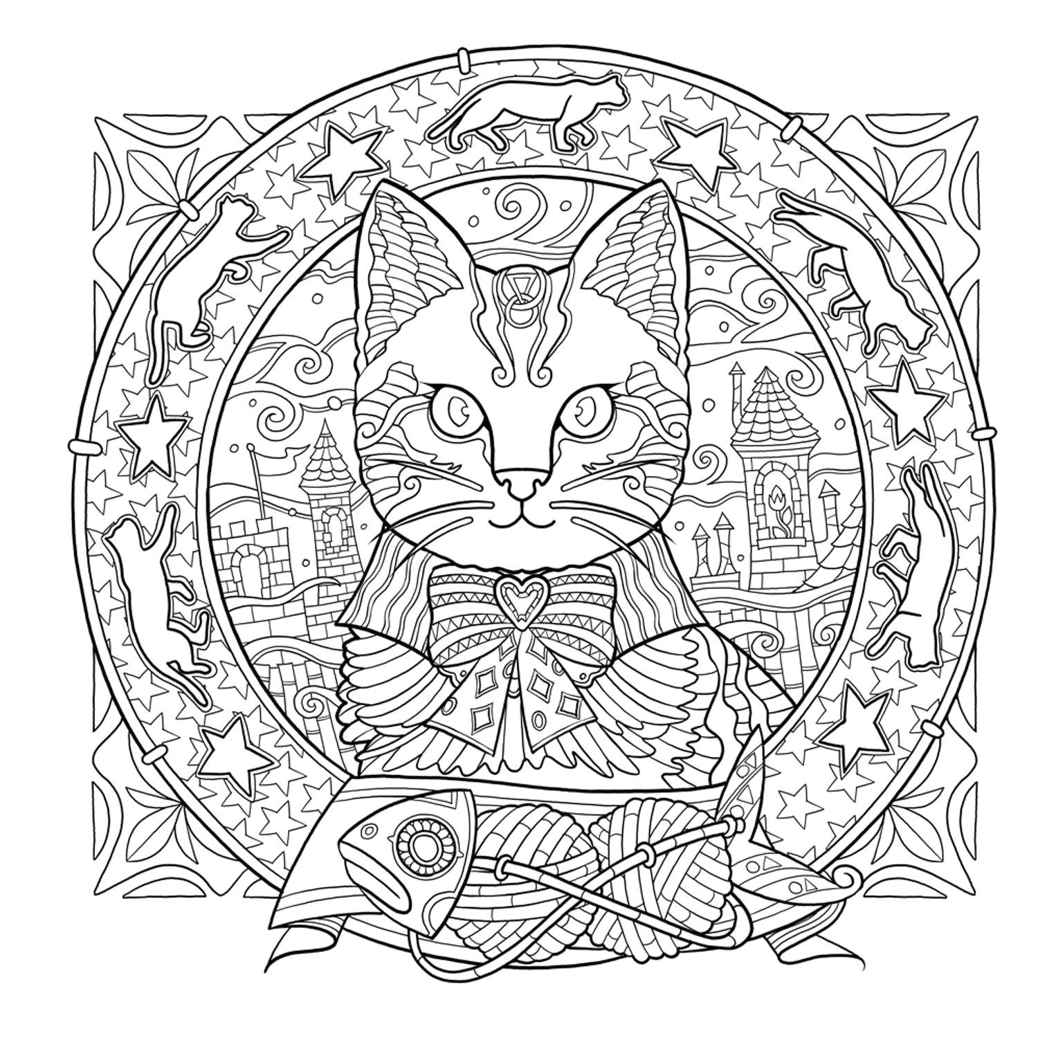 Mystical Cats in Secret Places A Cat Lover s Coloring Book Amazon Honoel Fremdsprachige Bücher Coloriage ChatColorierArt