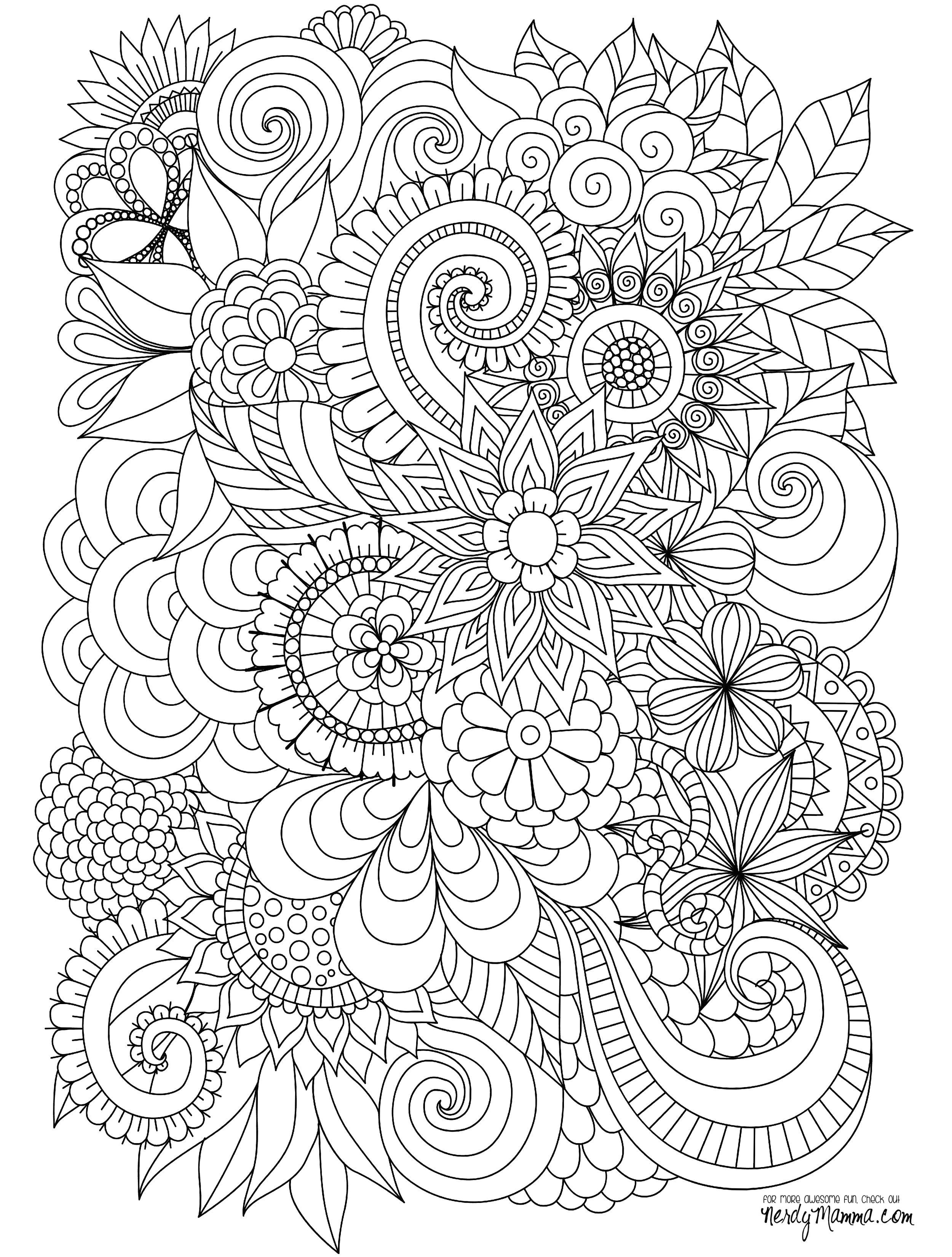 Flowers Abstract Coloring pages colouring adult detailed advanced printable Kleuren voor volwassenen coloriage pour adulte anti
