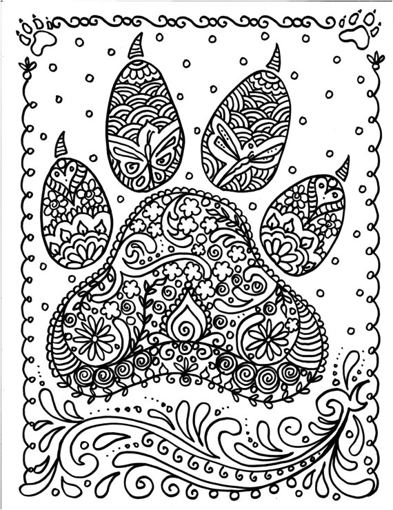 INSTANT Download Dog Paw Print You be the Artist by ChubbyMermaid Coloriage Anti StressColoriage Pour AdultesEmpreintes
