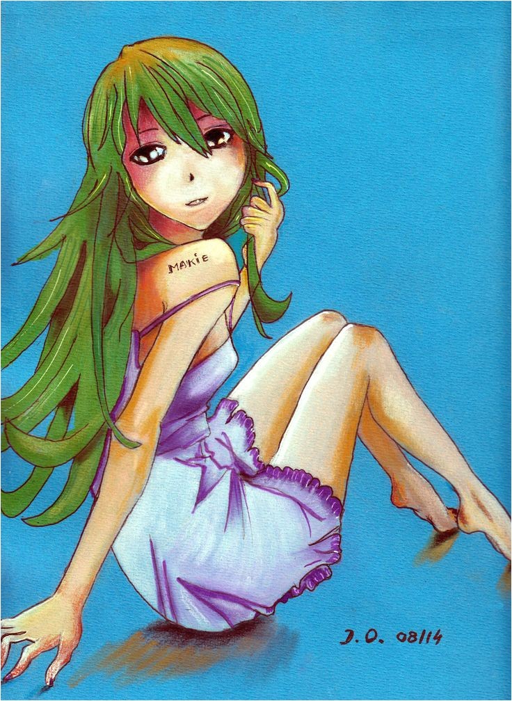 Manga pour mon amie Makie â¥ A4 sur feuille teintée pastel et feutre divers