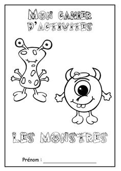 Page de garde cahier d activités sur le th¨me " les monstres " coloriage
