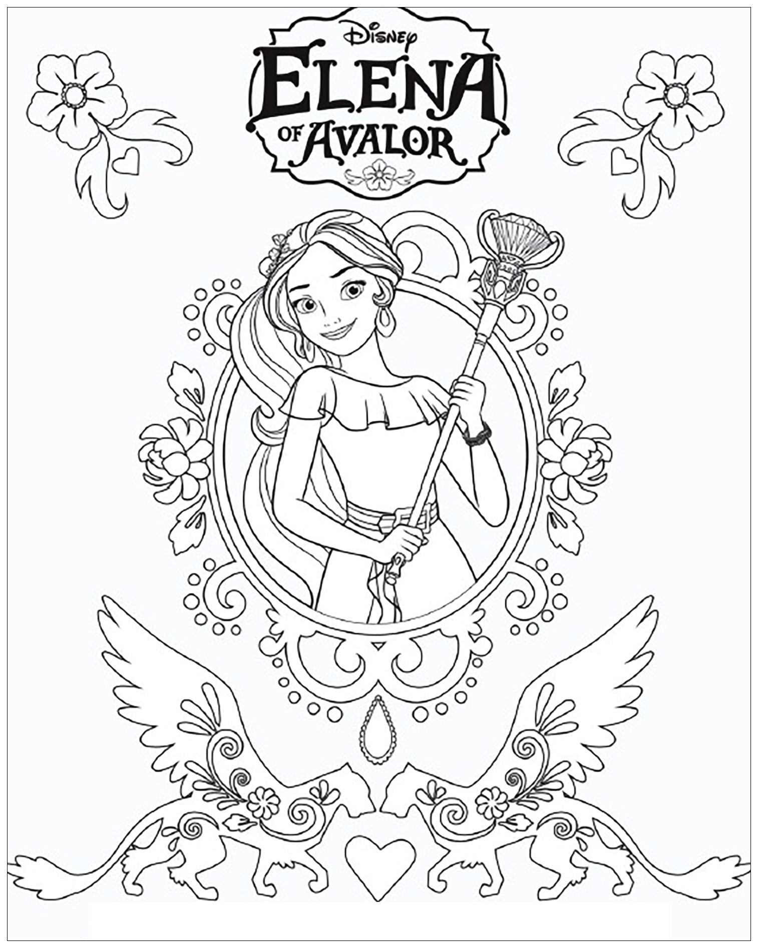 Free Elena Avalor coloring page to