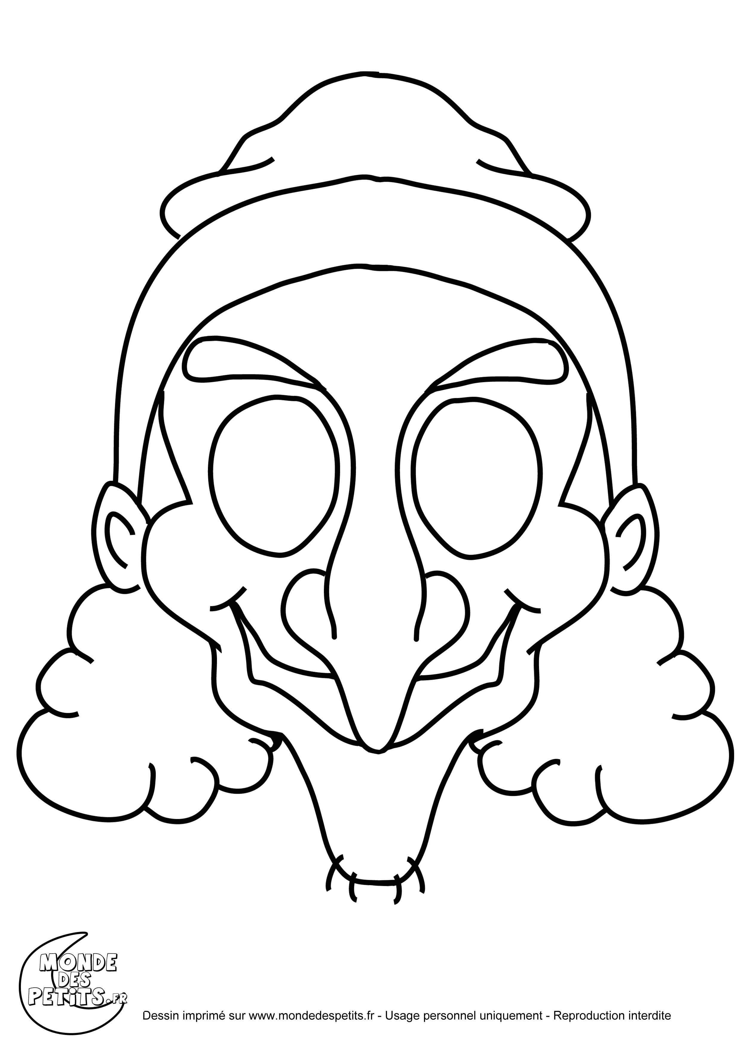 Masque de sorci¨re   imprimer et   colorier pour les enfants Masque de squelette