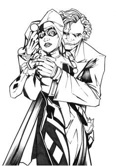 Joker and His Lover Harley Quinn Coloring Page NetArt