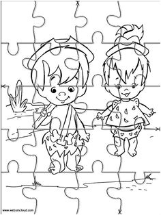 Printable jigsaw puzzles to cut out for kids The Flintstones 32 Coloring Pages