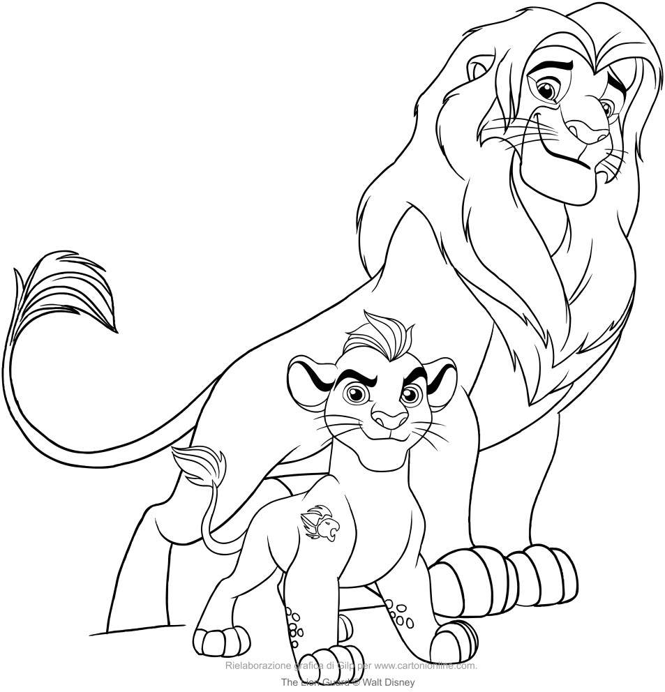 Coloriage de Kion e Simba La garde du Roi Lion   imprimer et colorier