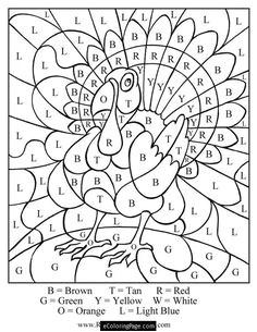 turkey color by numbers printable page