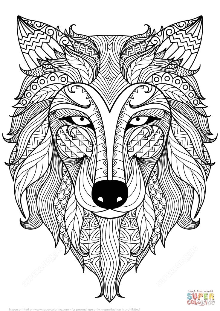 the Wolf Zentangle coloring pages to view printable version or color it online patible