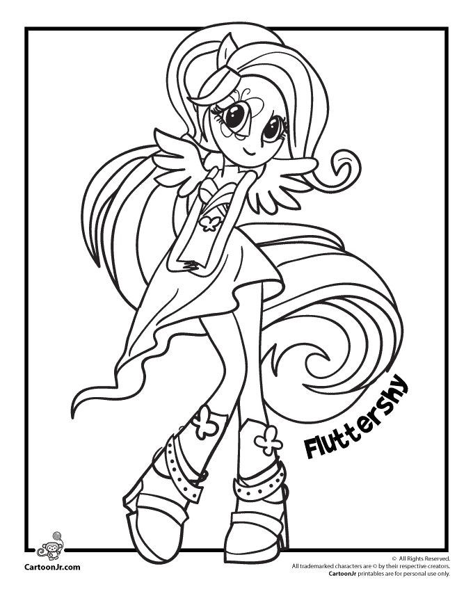 Coloring Pages of My Little Pony Equestria Girls Rainbow Rocks edition Fluttershy My Little