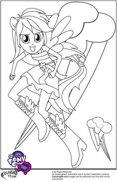 Rainbow My Little Pony Equestria Girls Coloring Pages Sketch Coloring Page