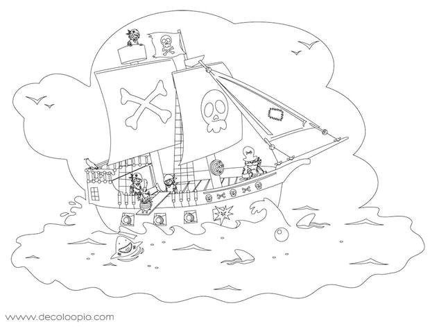 Coloriage playmobil bateau pirate