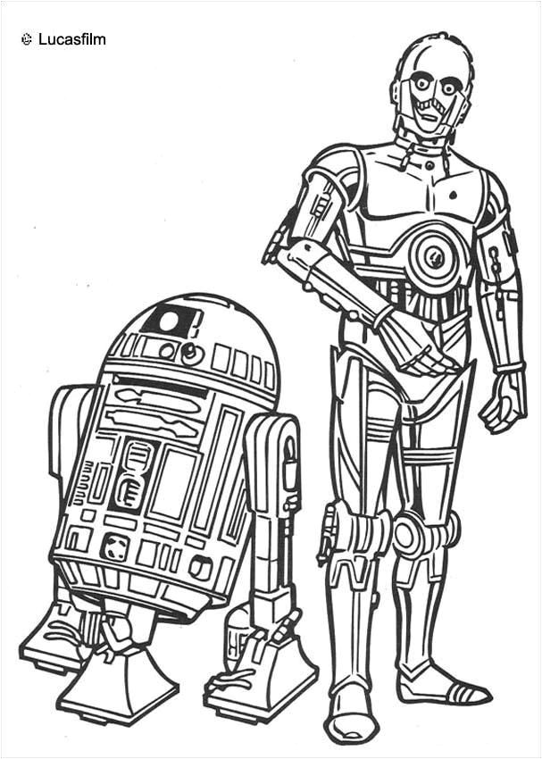 R2 D2 and C 3PO coloring page More Star Wars and Droid coloring sheets on hellokids