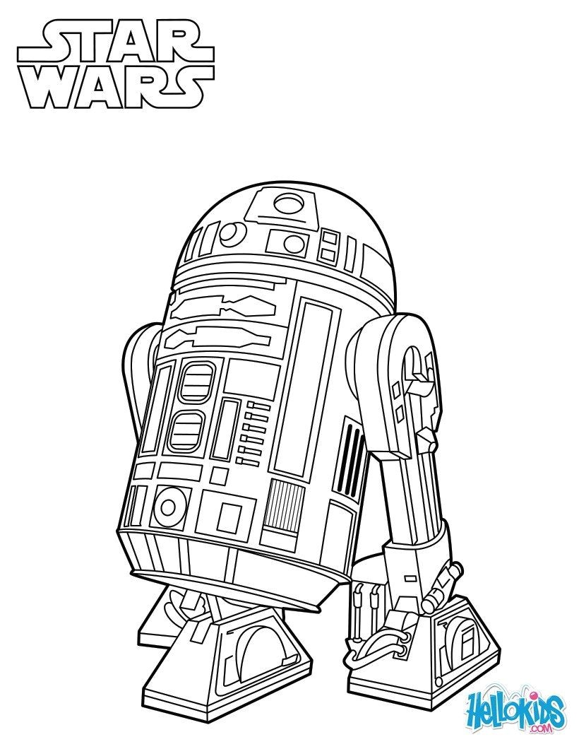 R2 D2 coloring page from the new Star Wars movie The Force Awakens More Star Wars content on hellokids