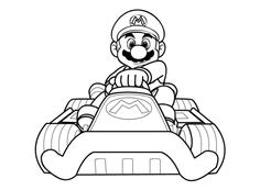 Mario Kart Mario Driving Coloring Page