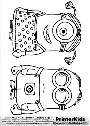 Despicable Me 2 Minion 8 Two Minions Standing Coloring Page