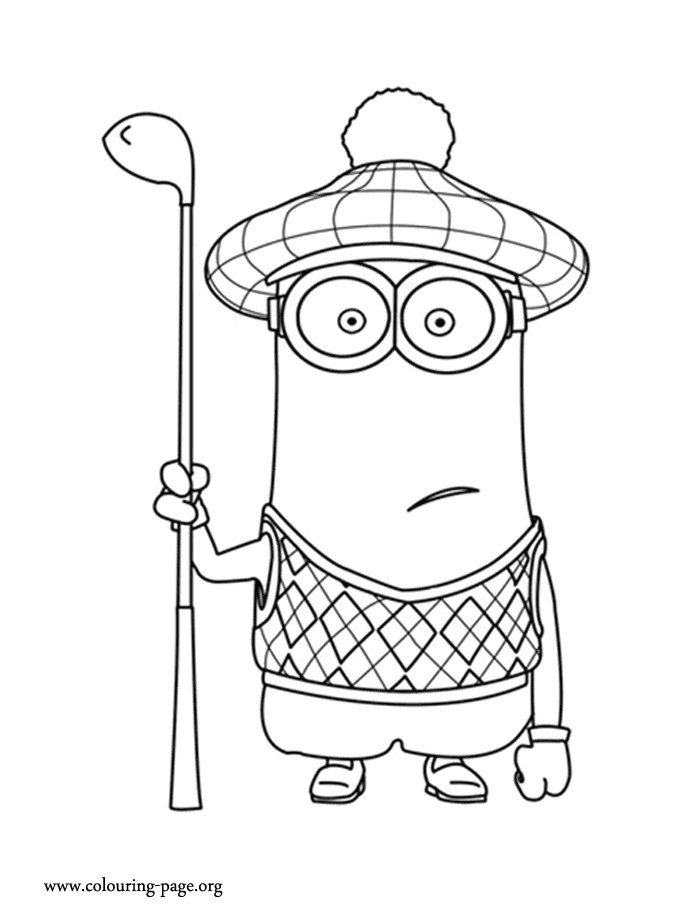 Kevin is one of the Gru s Minions and he is often wearing his golf clothing Have fun with this another free coloring sheet from Despicable Me 2 movie