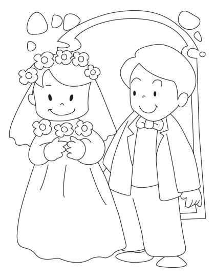 Bride and groom coloring pages · Jeux EnfantsDessinsMariagesColoriages