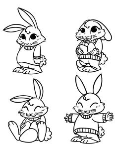 Mignons lapins de p¢ques   dessiner