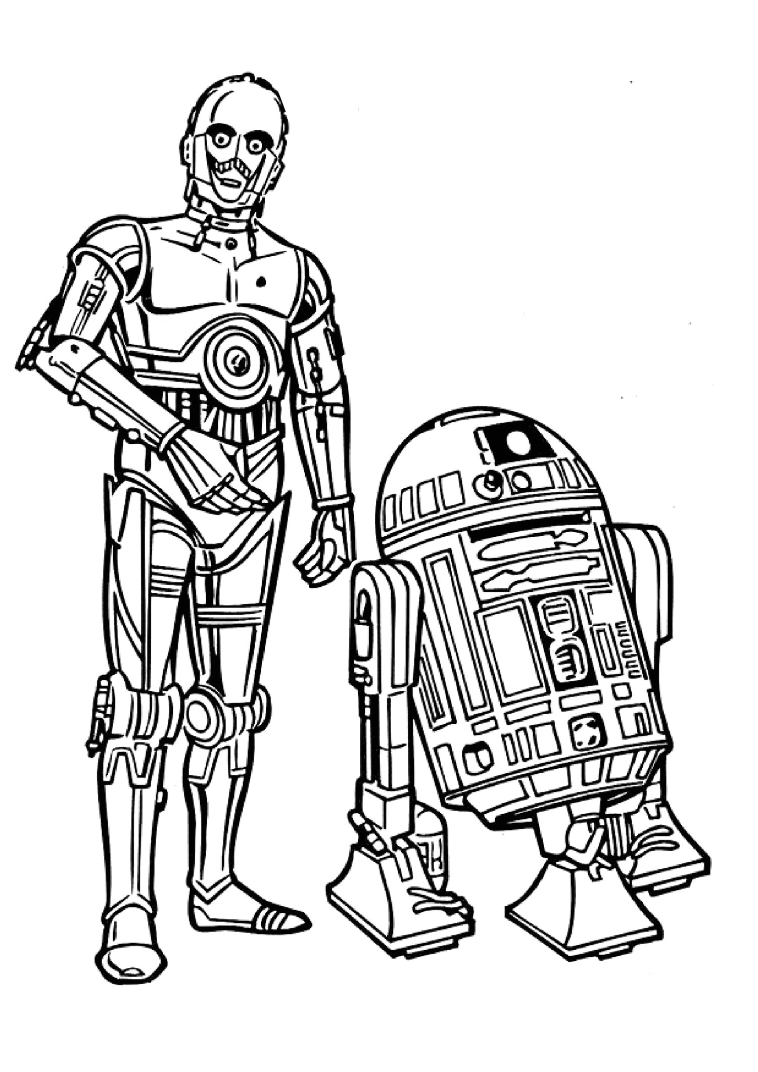 Dessin de C3PO et R2D2   colorier