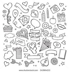 Set of love doodle icons vector illustration isolated