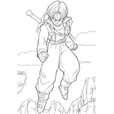 Coloriage Dragon Ball Z Trunk a Imprimer Gratuit