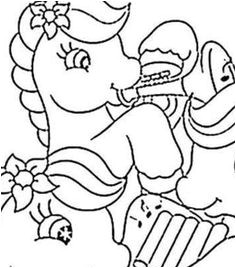 Ponies Playing Music Coloring Page Hello kids You will love to color a nice