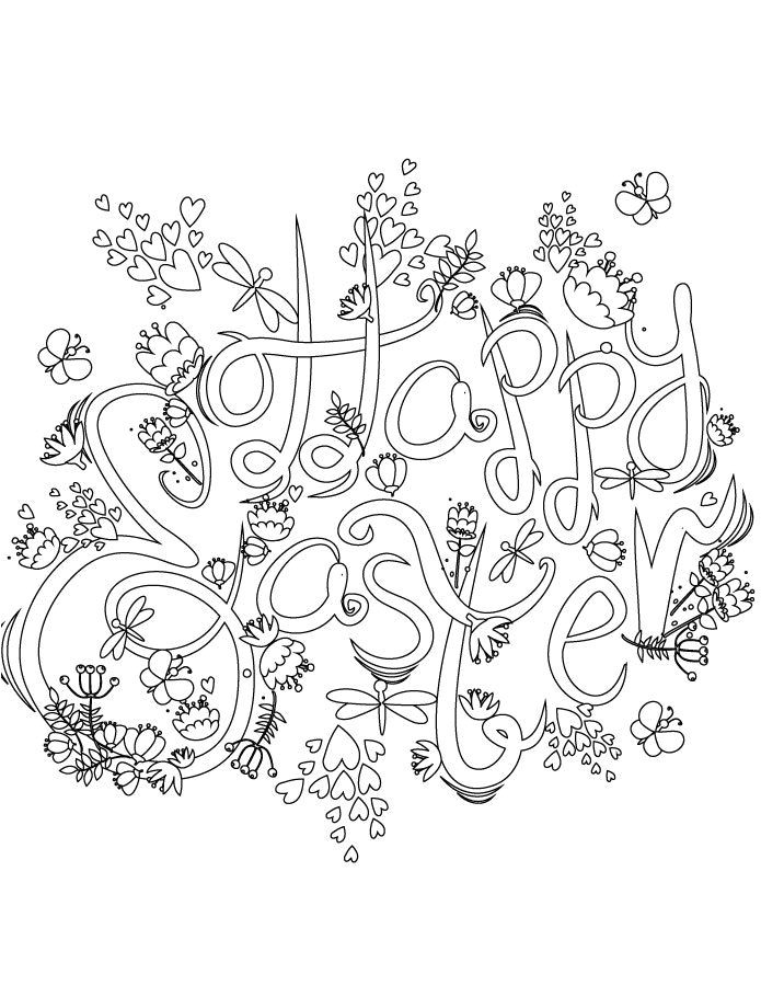 Easter Day typographie artherapie coloriage adulte
