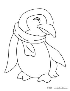 Coloriage d un pingouin tout mignon avec une écharpe Un joli coloriage pour enfants