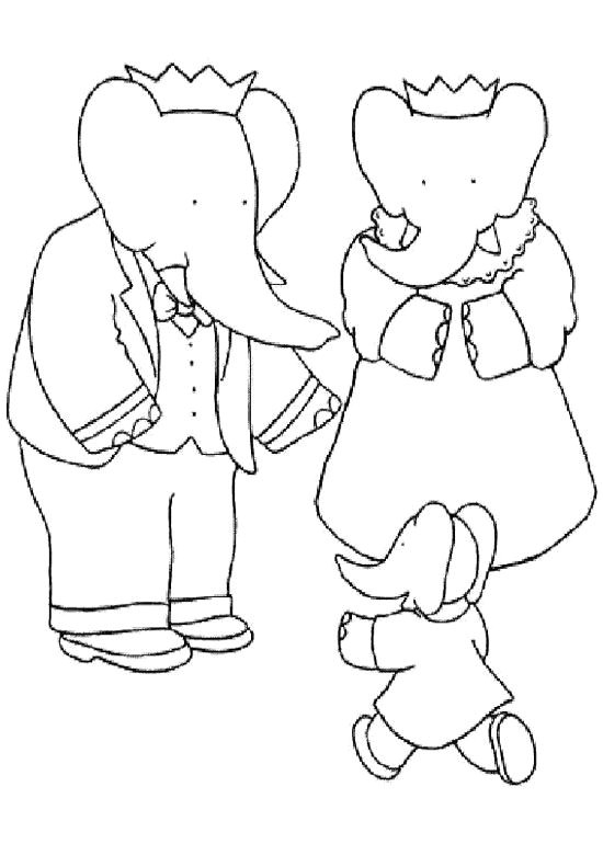 Little Babar With Parents Coloring Pages Babar Coloring Pages KidsDrawing – Free Coloring Pages line