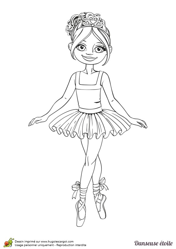 Coloriage d une belle petite danseuse étoile avec sa figure d entrechat