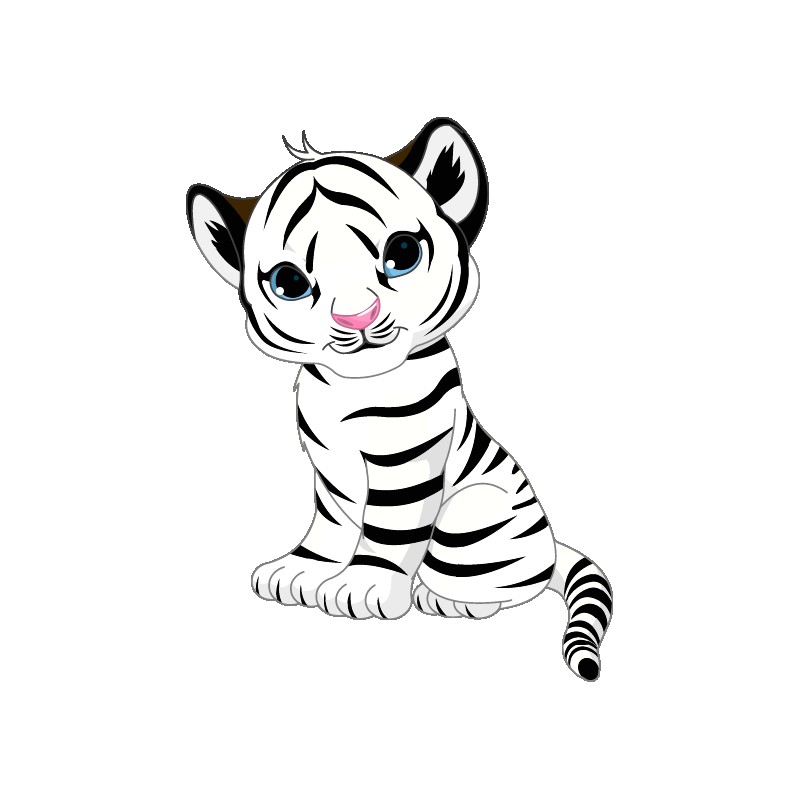 Stickers Bébé Tigre Blanc Sticker Tigre Blanc Autocollant Animaux Stickers Muraux pour Enfants pas cher Deco Soon