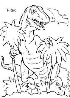T Rex dinosaur coloring pages for kids printable free