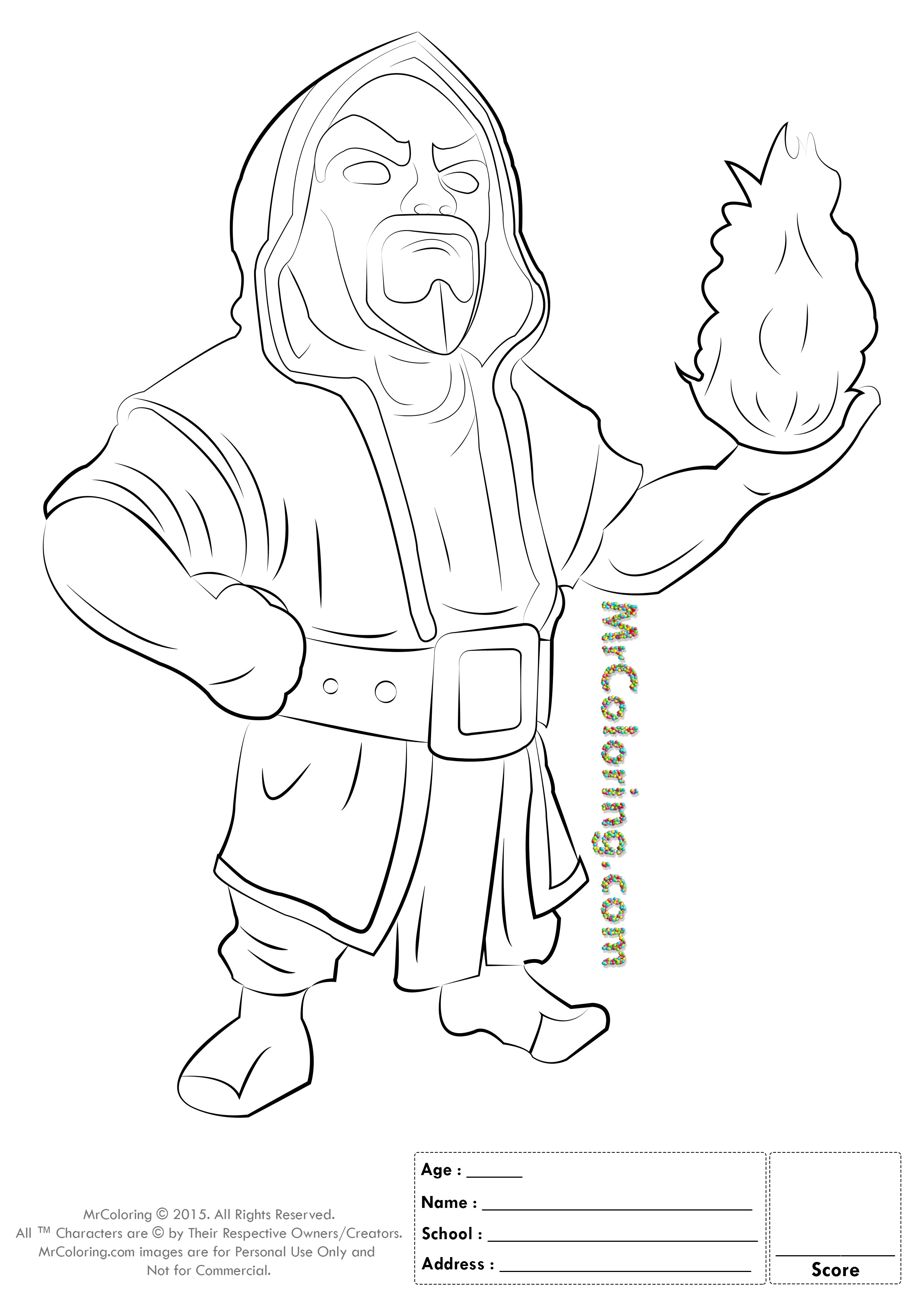 Free Printable Clash of Clans Wizard Coloring Pages 1