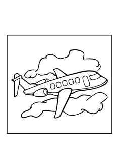 Un avion en train de traverser les nuages   colorier