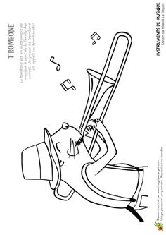 Coloriage instrument de musique typique le trombone