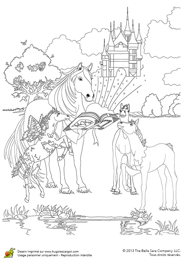 Coloriage Bella Sara ch¢teau et chevaux