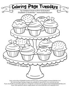 Free coloring page cupcakes coloring pages 125 Delicious cupcakes on a pretty