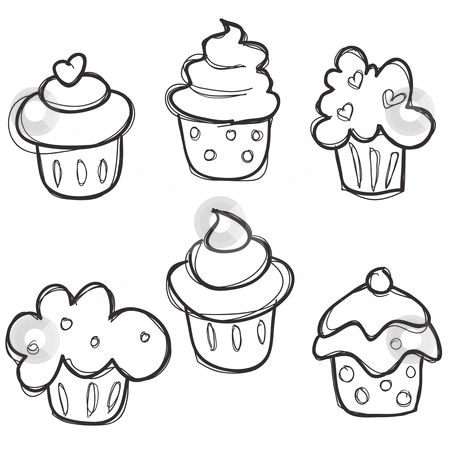 Coloriage De Cupcake Mignon Cupcakes Handdrawn Pinterest