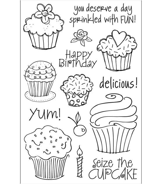Hero Arts Clear Stamps 4" x 6" Sheet Cupcakes Paper Crafting Stamping Stamps at JOANN