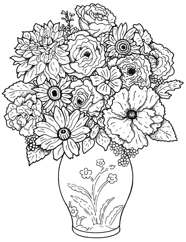 Coloriage De Fleur Pour Adulte Bouquet Fleurs Et Végétation Coloriages Difficiles Pour Adultes
