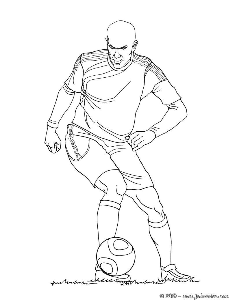 Coloriage du joueur de foot Zinedine Zidane  imprimer gratuitement ou colorier en ligne sur