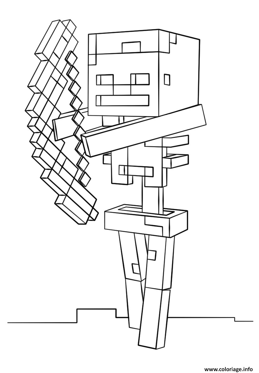 Dessin minecraft skeleton with bow Coloriage Gratuit   Imprimer