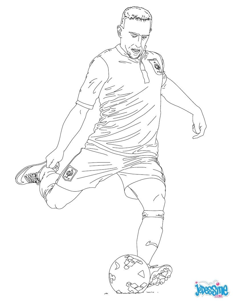 Coloriage du joueur de foot fran§ais Franck Ribéry  imprimer gratuitement ou colorier en ligne