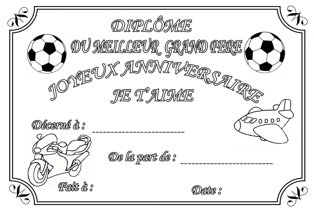 Coloriage Diplome Joyeux Anniversaire Papa Coloriage Anniversaire Divers | danieguto.net